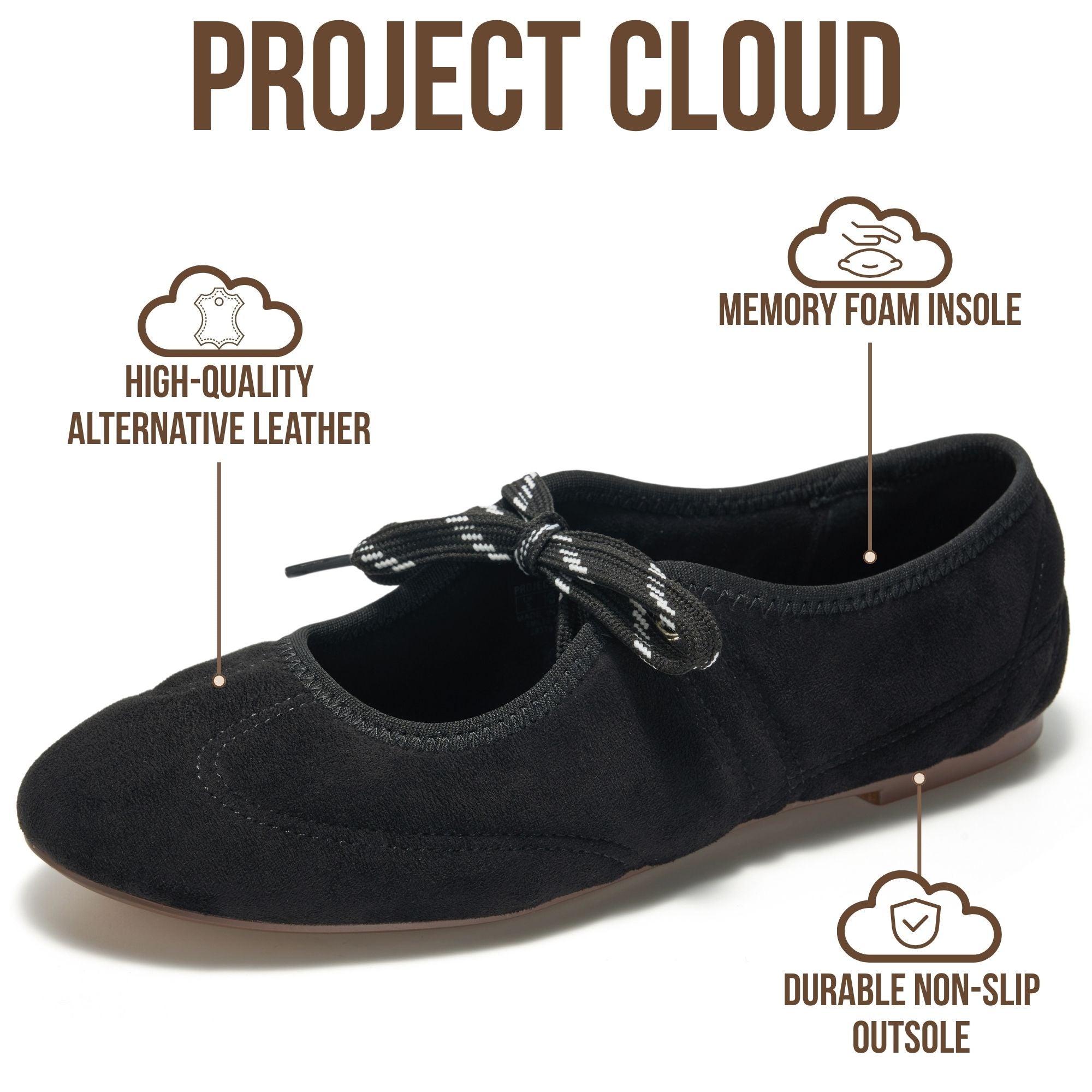 Project Cloud Women's | Mary Jane Shoes Women Ballet Flats | Memory Foam | Lightweight | Non-Slip - Emilee