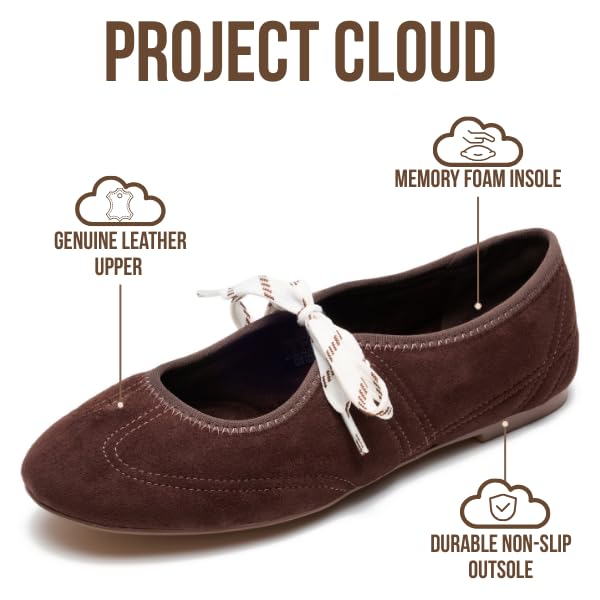 Project Cloud Women's | 100% Genuine Leather Mary Jane Shoes Women Ballet Flats | Memory Foam | Lightweight | Non-Slip - Emilee - Project Cloud - Sandals -Shop Project Cloud premium footwear Now!