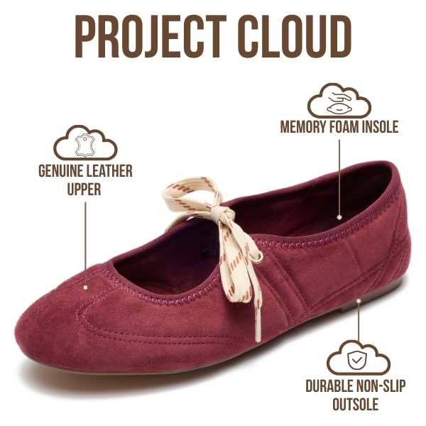 Project Cloud Women's | 100% Genuine Leather Mary Jane Shoes Women Ballet Flats | Memory Foam | Lightweight | Non-Slip - Emilee - Project Cloud - Sandals -Shop Project Cloud premium footwear Now!