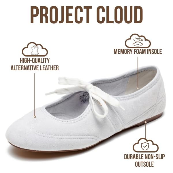 Women's Leather Ballet Flats | Memory Foam Comfort | Project Cloud