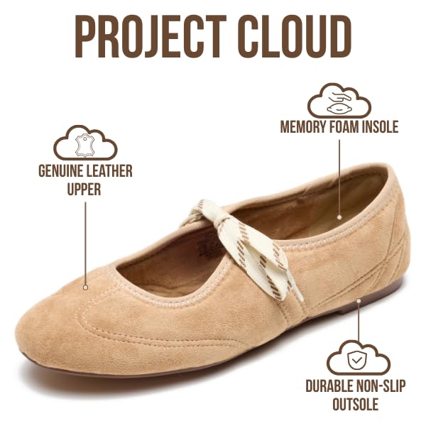 Project Cloud Women's | 100% Genuine Leather Mary Jane Shoes Women Ballet Flats | Memory Foam | Lightweight | Non-Slip - Emilee - Project Cloud - Sandals -Shop Project Cloud premium footwear Now!
