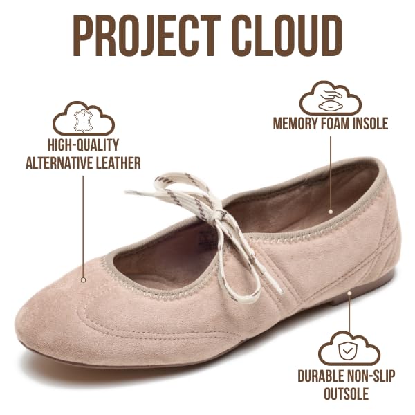 Women's Leather Ballet Flats | Memory Foam Comfort | Project Cloud