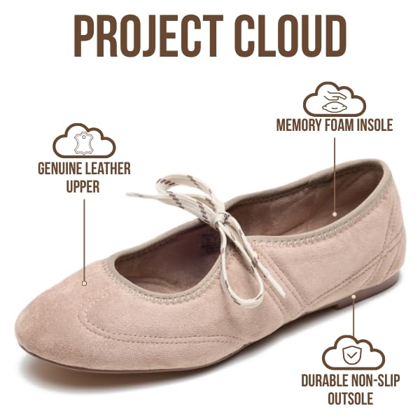 Project Cloud Women's | 100% Genuine Leather Mary Jane Shoes Women Ballet Flats | Memory Foam | Lightweight | Non-Slip - Emilee - Project Cloud - Sandals -Shop Project Cloud premium footwear Now!