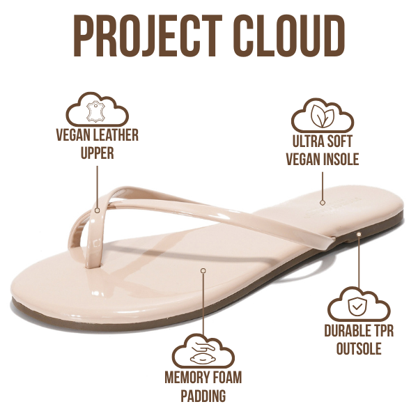 Project Cloud | "Emotion" Flip Flips for Women | Vegan Leather | Memory Foam | Lightweight | Non-Slip