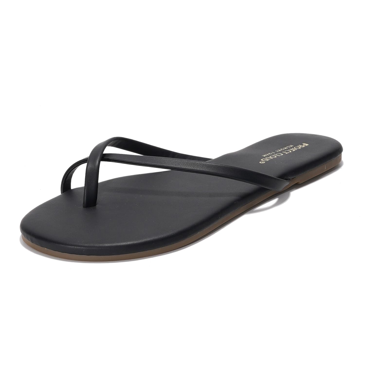 Project Cloud Emotion Women's Black Flip Flops - Vegan leather with memory foam insole