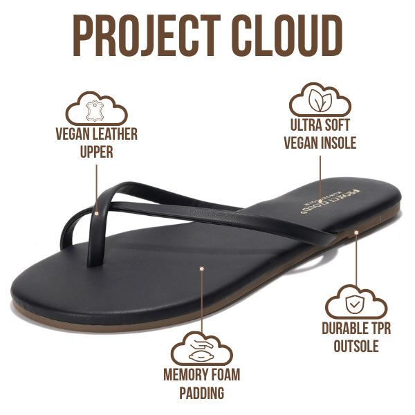 Project Cloud | "Emotion" Flip Flips for Women | Vegan Leather | Memory Foam | Lightweight | Non-Slip
