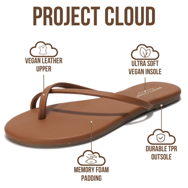 Project Cloud | "Emotion" Flip Flips for Women | Vegan Leather | Memory Foam | Lightweight | Non-Slip