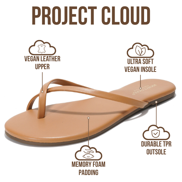 Project Cloud | "Emotion" Flip Flips for Women | Vegan Leather | Memory Foam | Lightweight | Non-Slip