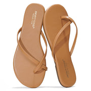 Project Cloud Emotion Flip Flops for Women - Tan Vegan Leather Sandals with Memory Foam Insole