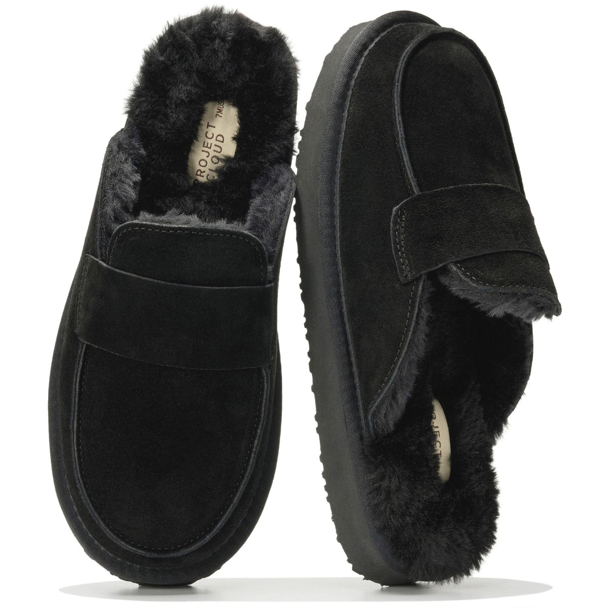 Project Cloud Women's | Genuine Leather Brunch Slippers Fuzzy Clogs | Memory Foam Insole | Lightweight | Non-Slip - Fable