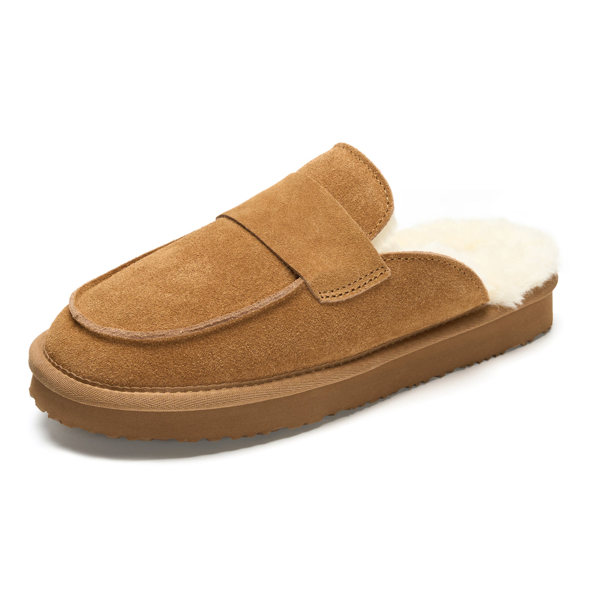 Project Cloud Women's | Genuine Leather Brunch Slippers Fuzzy Clogs | Memory Foam Insole | Lightweight | Non-Slip - Fable