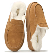 Project Cloud Women's | Genuine Leather Brunch Slippers Fuzzy Clogs | Memory Foam Insole | Lightweight | Non-Slip - Fable