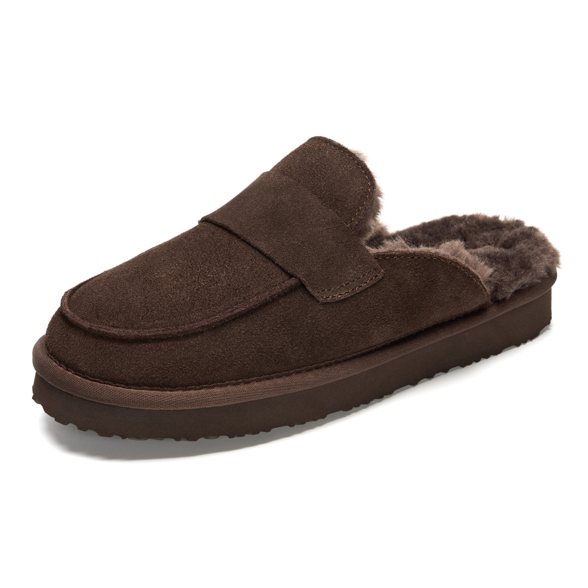 Project Cloud Women's | Genuine Leather Brunch Slippers Fuzzy Clogs | Memory Foam Insole | Lightweight | Non-Slip - Fable