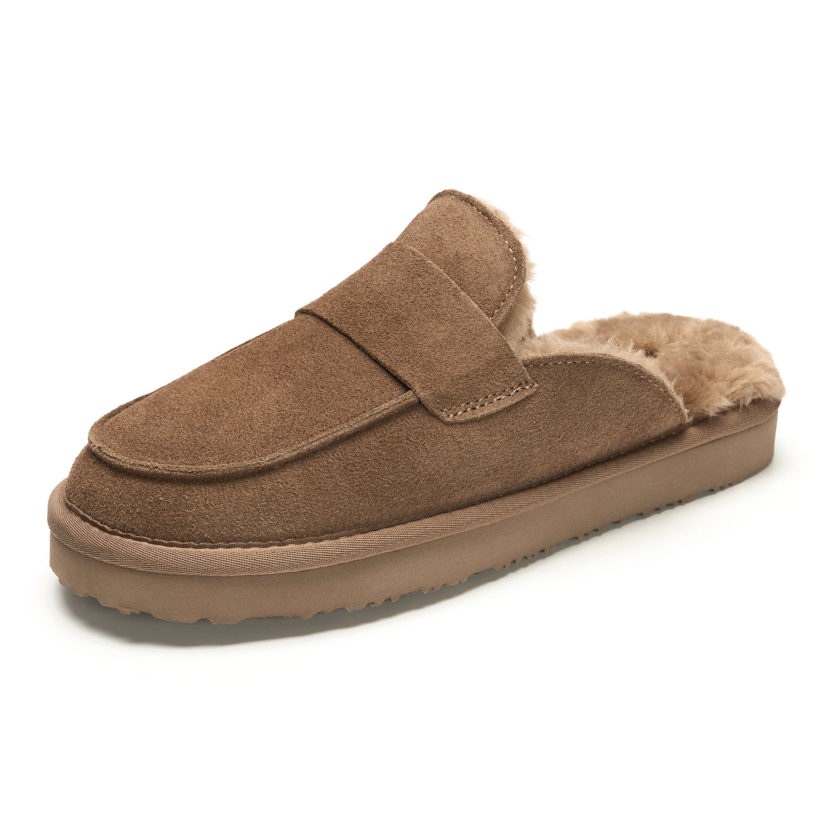 Project Cloud Women's | Genuine Leather Brunch Slippers Fuzzy Clogs | Memory Foam Insole | Lightweight | Non-Slip - Fable