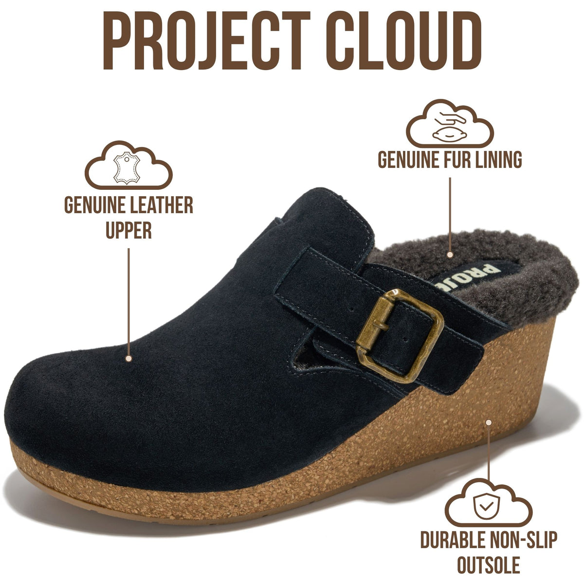 Project Cloud Women's | Genuine Suede Mules | Soft Insole | Lightweight | Non-Slip - Fairy