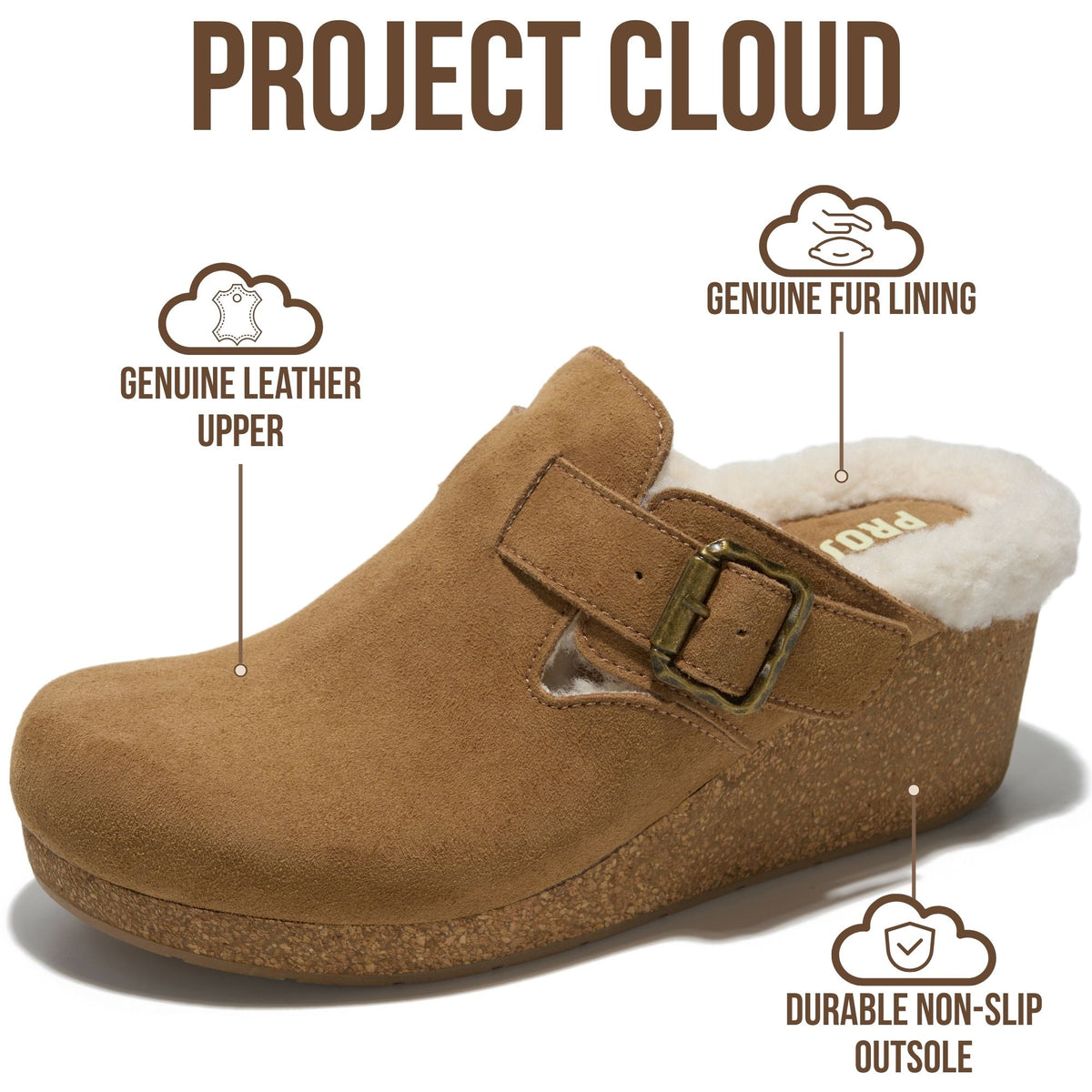 Project Cloud Women's | Genuine Suede Mules | Soft Insole | Lightweight | Non-Slip - Fairy