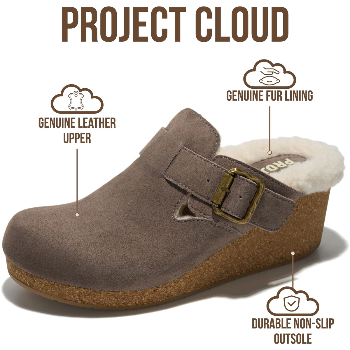 Project Cloud Women's | Genuine Suede Mules | Soft Insole | Lightweight | Non-Slip - Fairy