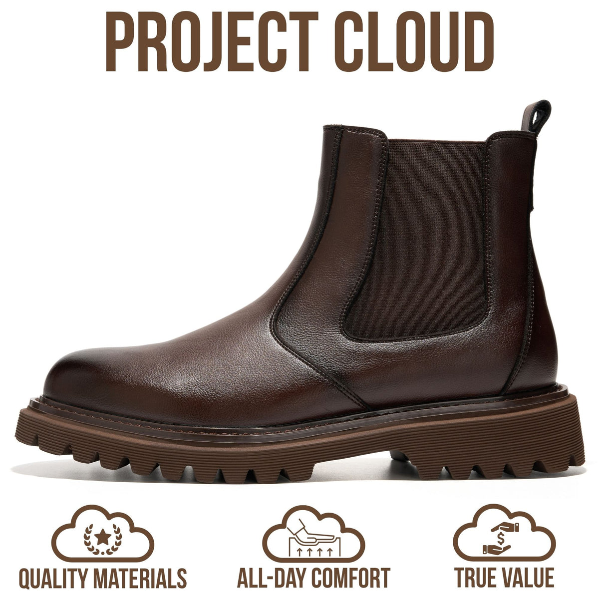 Project Cloud Men's | 100% Genuine Chelsea Boots | Memory Foam Insole | Lightweight | Non-Slip - Felix - Project Cloud - Boots -Shop Project Cloud premium footwear Now!