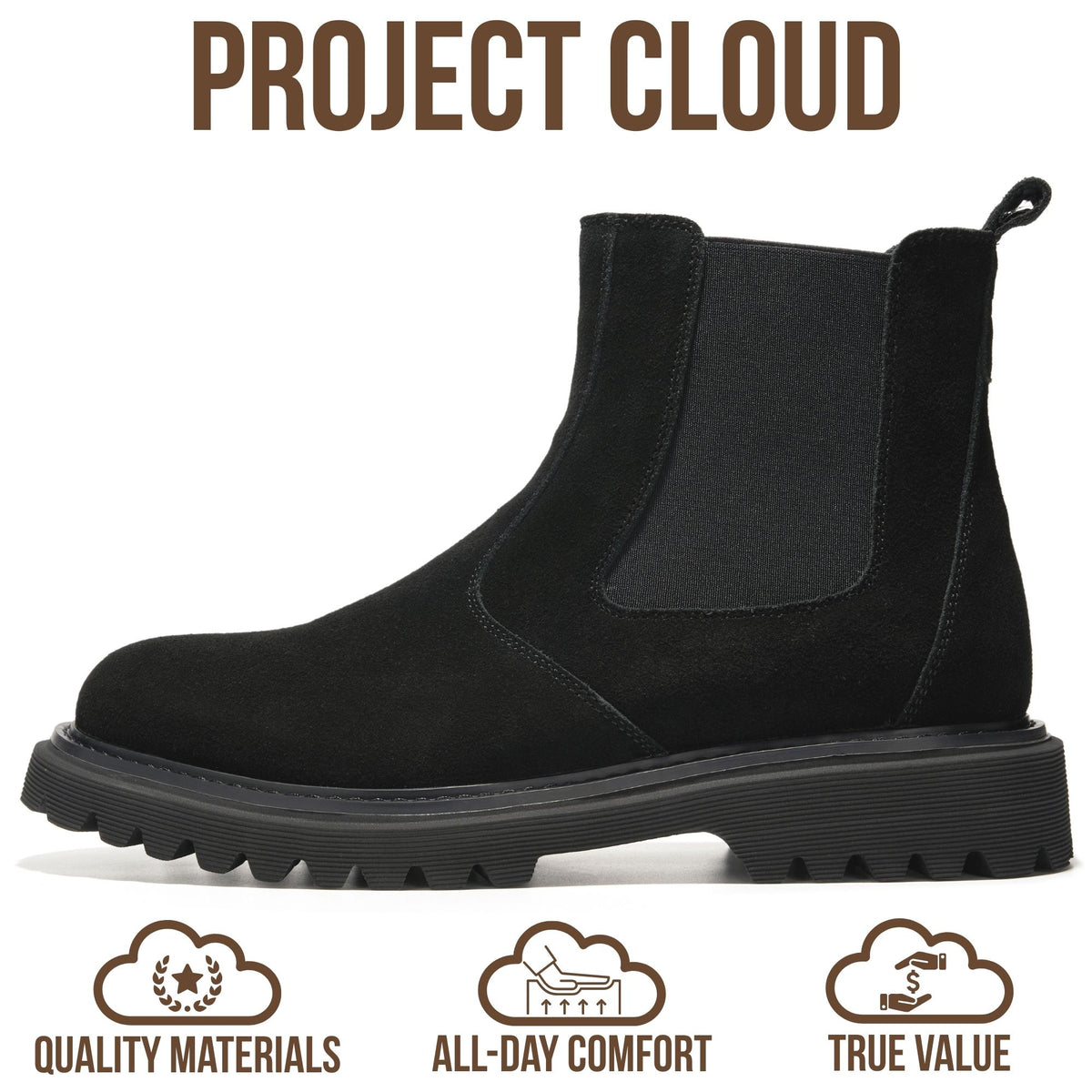 Project Cloud Men's | 100% Genuine Chelsea Boots | Memory Foam Insole | Lightweight | Non-Slip - Felix - Project Cloud - Boots -Shop Project Cloud premium footwear Now!