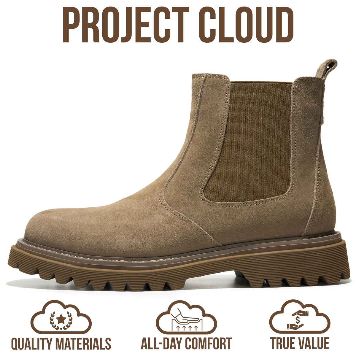 Project Cloud Men's | 100% Genuine Chelsea Boots | Memory Foam Insole | Lightweight | Non-Slip - Felix - Project Cloud - Boots -Shop Project Cloud premium footwear Now!