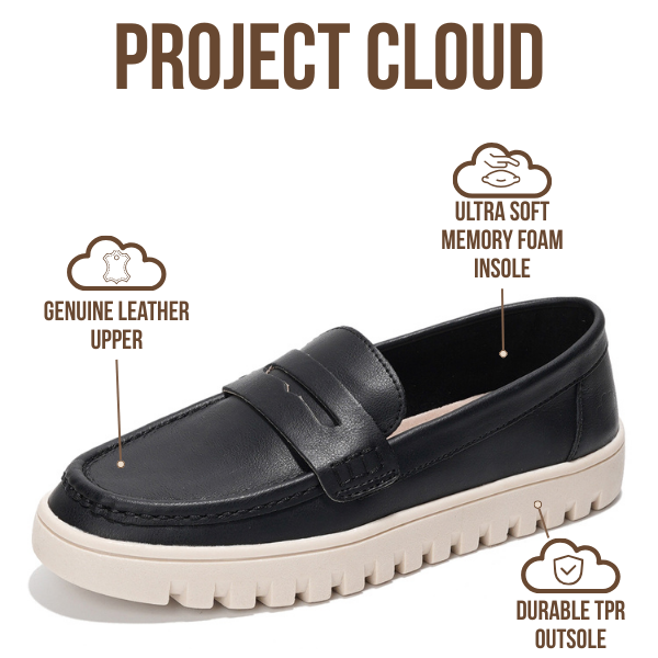 Project Cloud | "Filide-1" Women's Loafers | Genuine Leather | ProjectPlush | Lightweight | Non-Slip