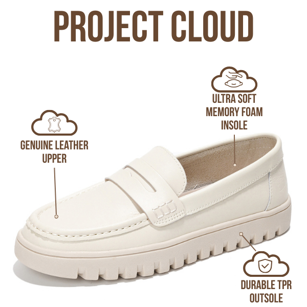 Project Cloud | "Filide-1" Women's Loafers | Genuine Leather | ProjectPlush | Lightweight | Non-Slip