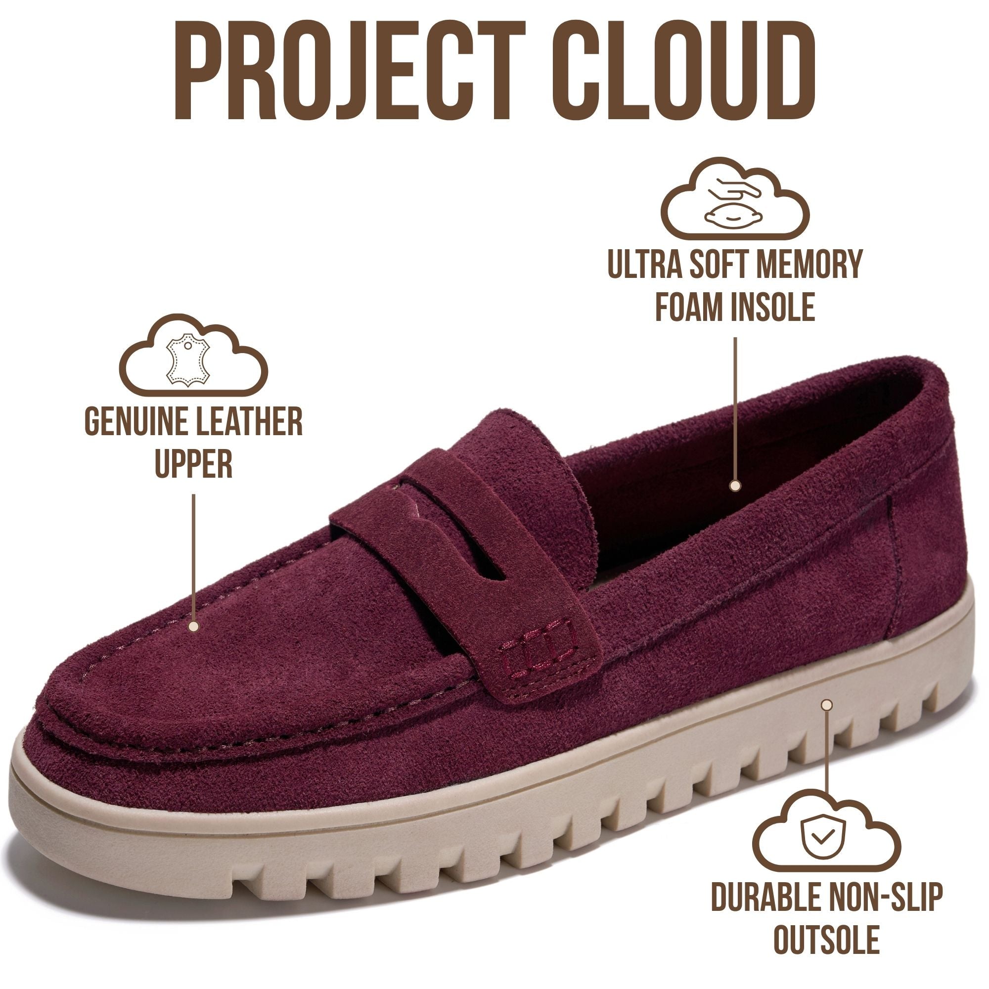 Project Cloud Women's | Genuine Leather Loafers | ProjectPlush | Lightweight | Non-Slip - Filide-1