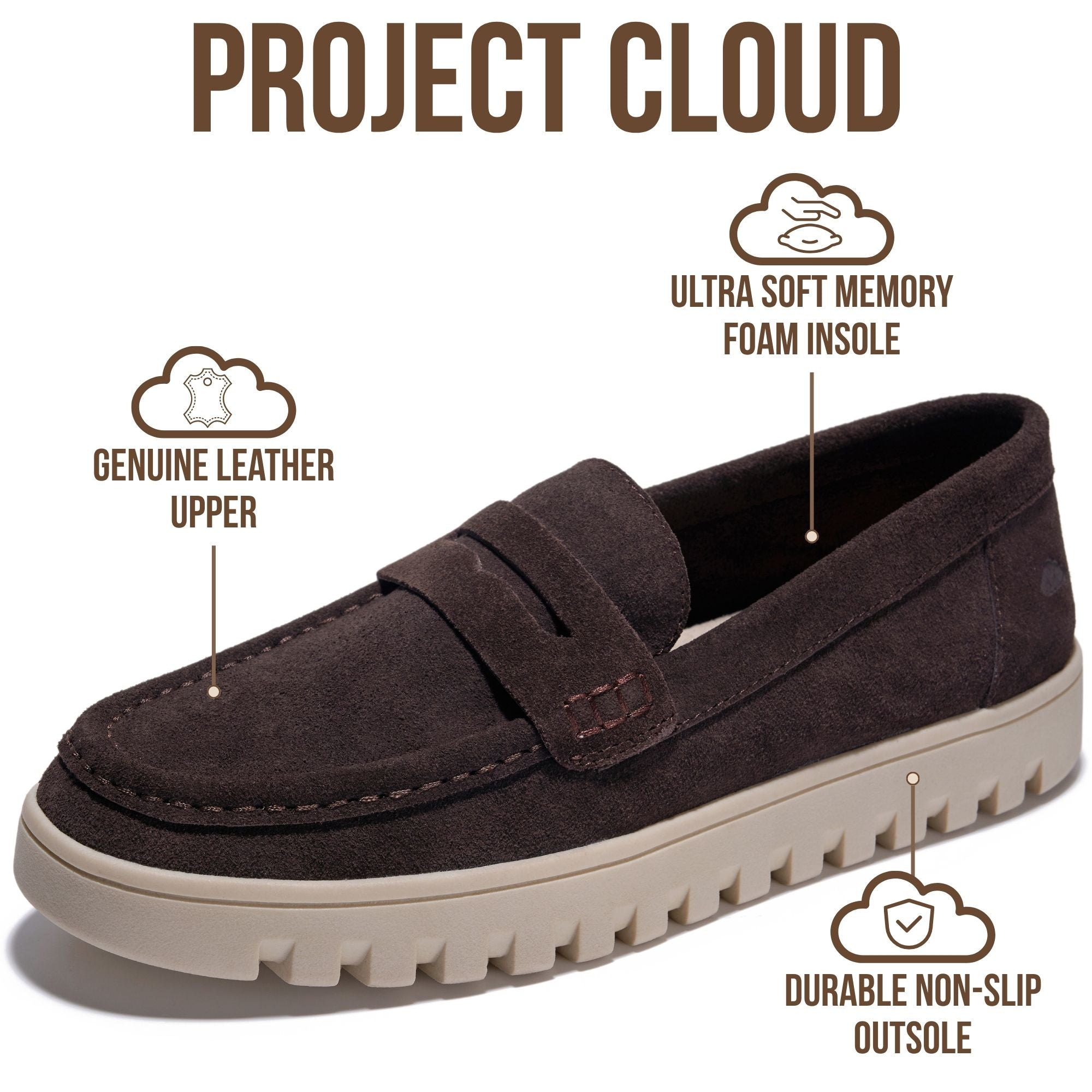 Project Cloud Women's | Genuine Leather Loafers | ProjectPlush | Lightweight | Non-Slip - Filide-1