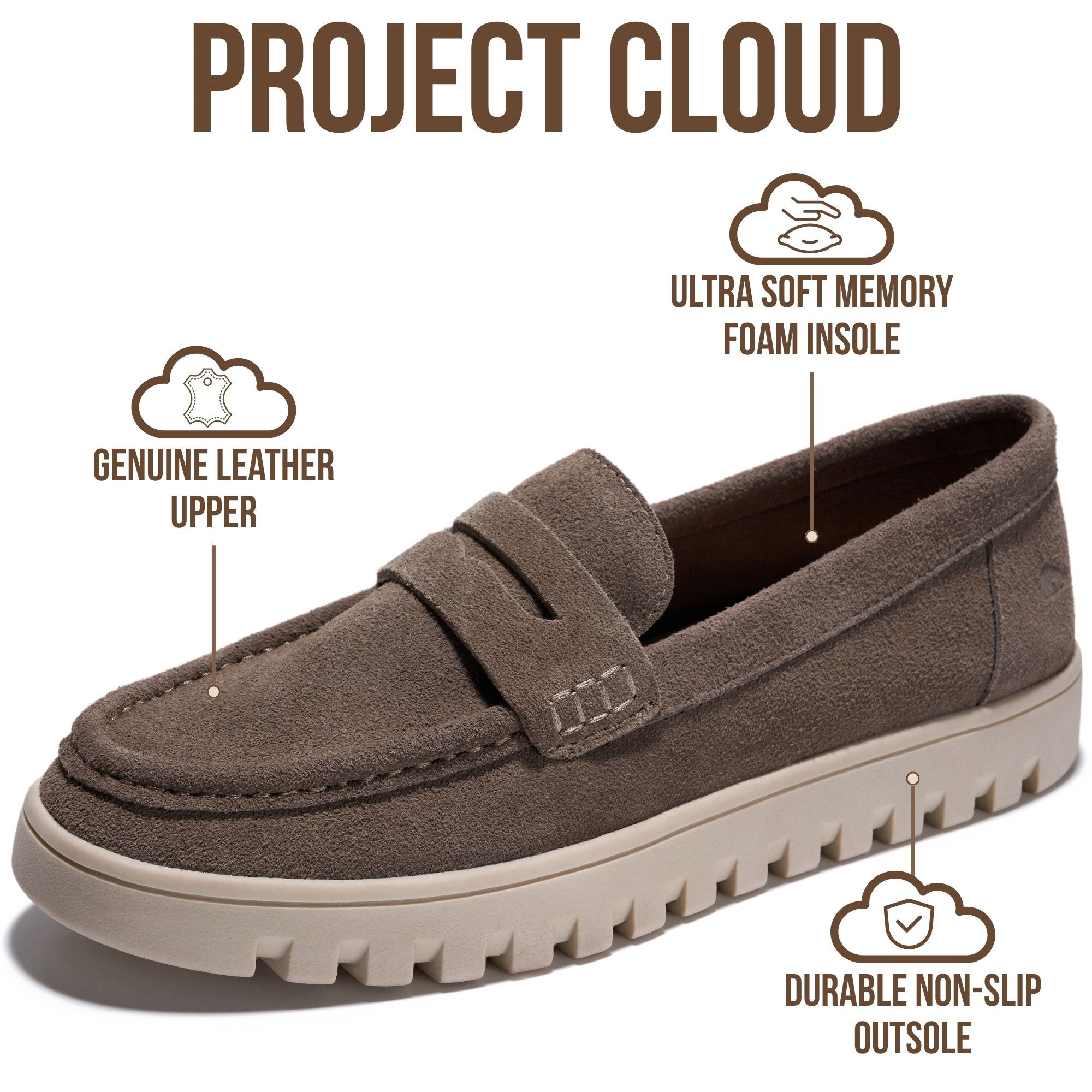 Project Cloud Women's | Genuine Leather Loafers | ProjectPlush | Lightweight | Non-Slip - Filide-1
