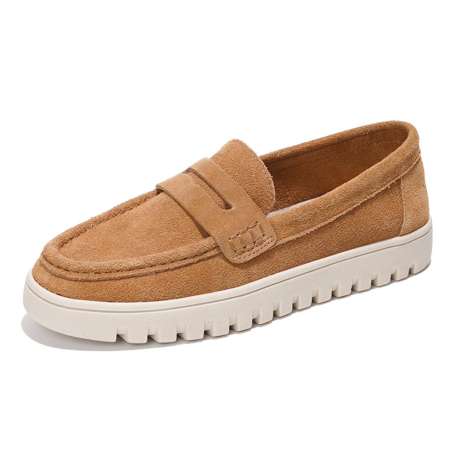 Project Cloud Filide-1 Women's Loafers in Tan Suede with Non-Slip Sole