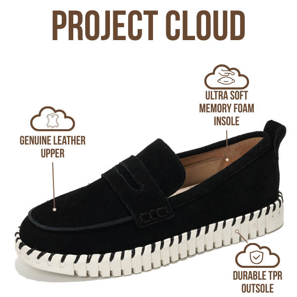 Project Cloud | "Filide" Genuine Leather Loafers for Women | Memory Foam | Lightweight | Non-Slip