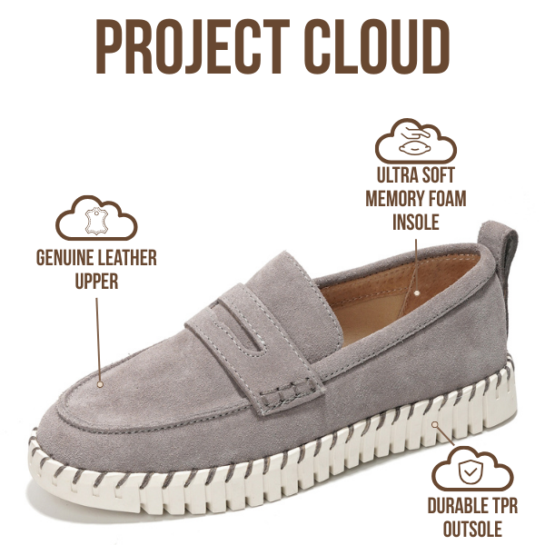Project Cloud | "Filide" Genuine Leather Loafers for Women | Memory Foam | Lightweight | Non-Slip