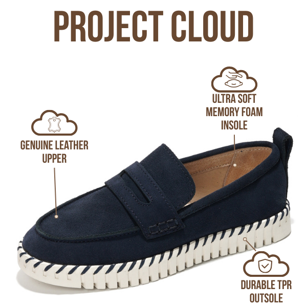 Project Cloud | "Filide" Genuine Leather Loafers for Women | Memory Foam | Lightweight | Non-Slip