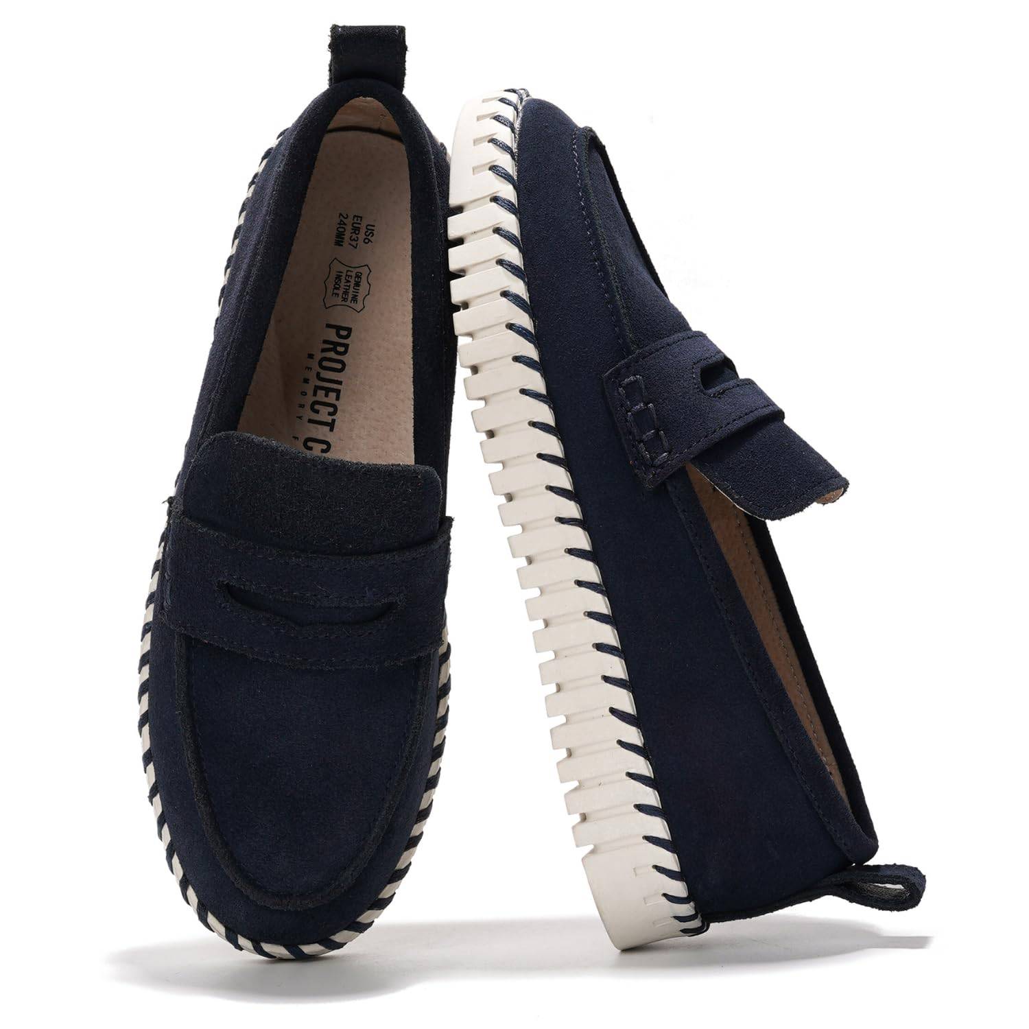 foooooo　M/Lサイズ Women's Leather Loafers | Memory Foam & Non-Slip | Project Cloud