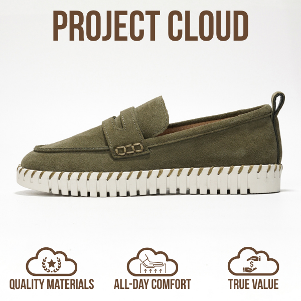 Project Cloud | "Filide" Genuine Leather Loafers for Women | Memory Foam | Lightweight | Non-Slip