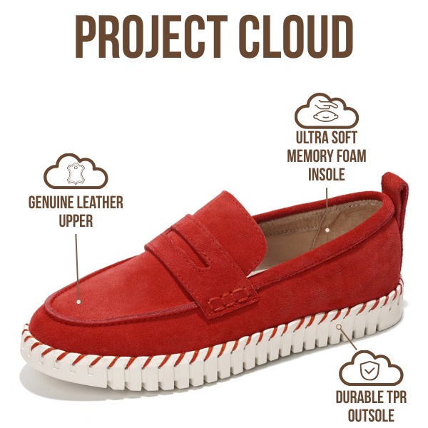 Project Cloud | "Filide" Genuine Leather Loafers for Women | Memory Foam | Lightweight | Non-Slip