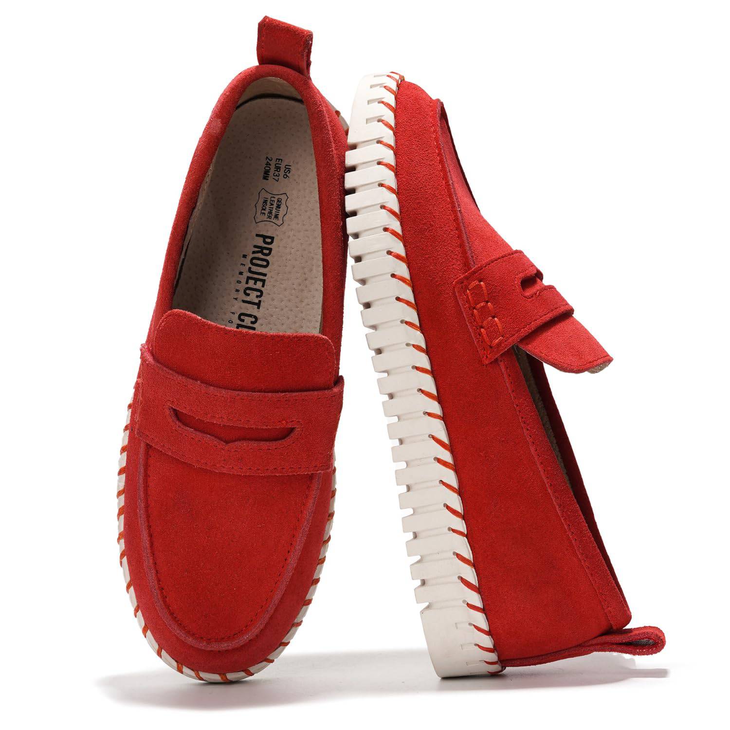 foooooo　M/Lサイズ Women's Leather Loafers | Memory Foam & Non-Slip | Project Cloud