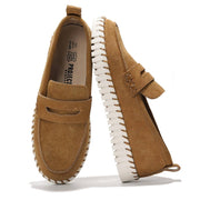Brown suede Project Cloud Filide loafers for women. Memory foam, non-slip, genuine leather.