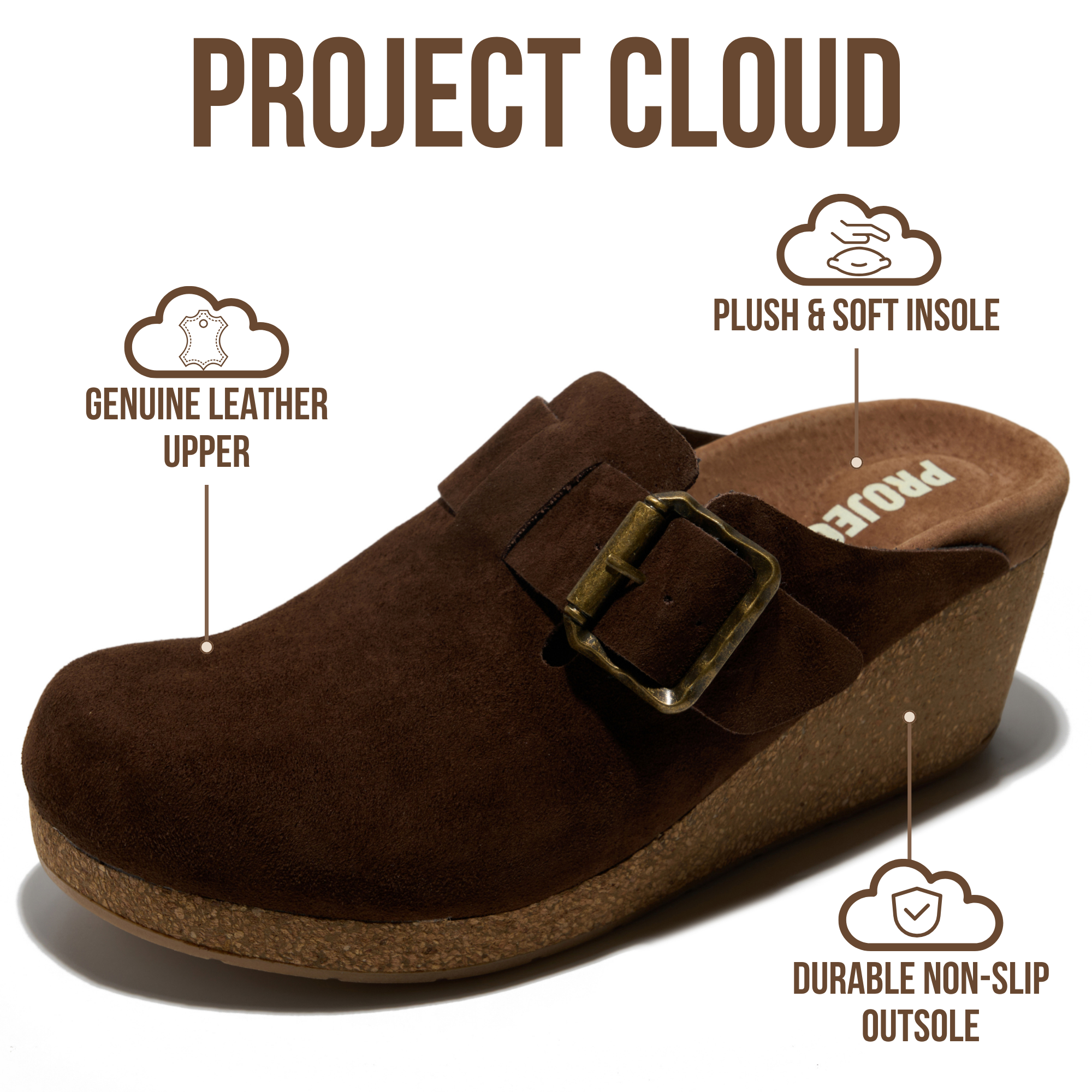 Project Cloud Women's | Genuine Suede Mules | Soft Insole | Lightweight | Non-Slip - Fiona