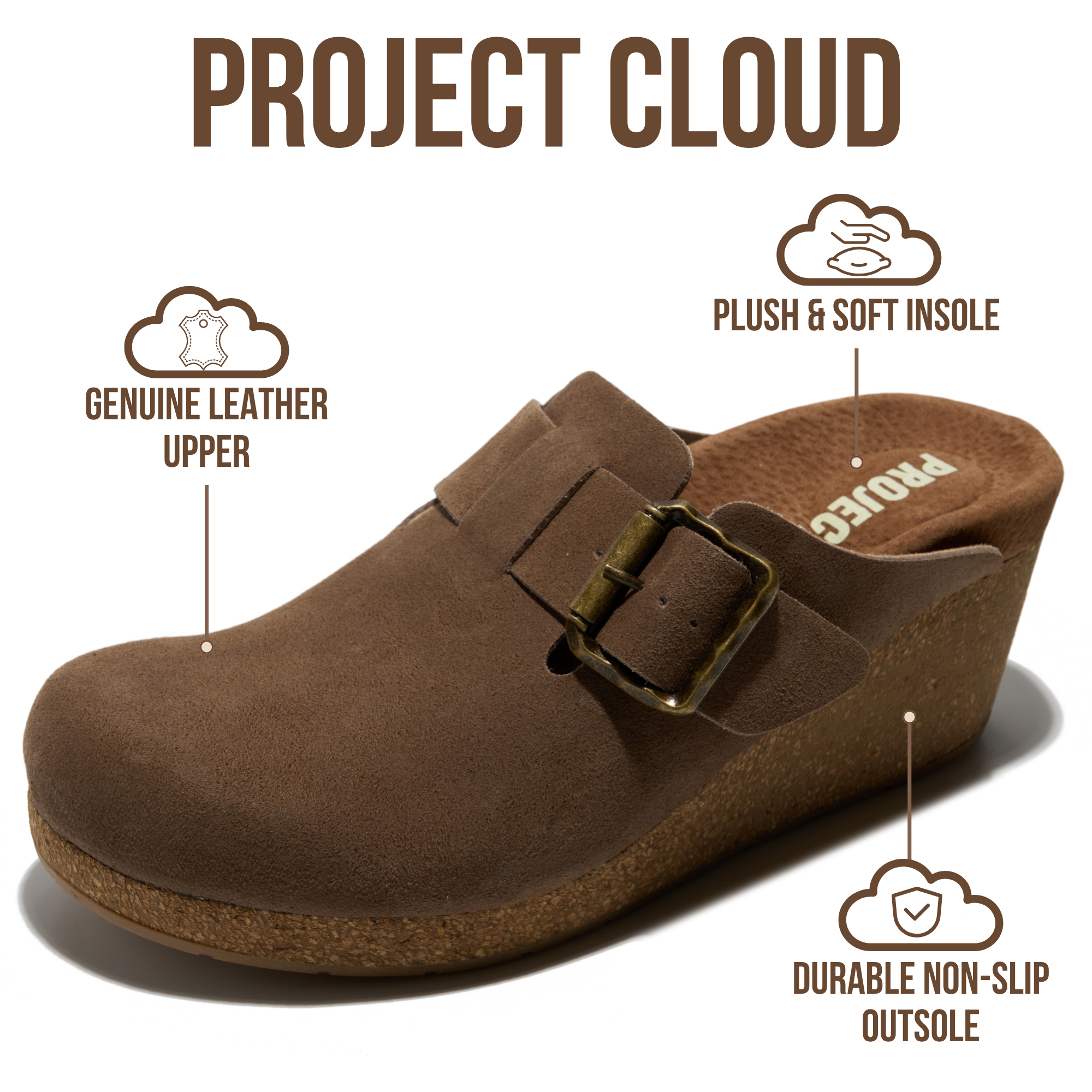 Project Cloud Women's | Genuine Suede Mules | Soft Insole | Lightweight | Non-Slip - Fiona
