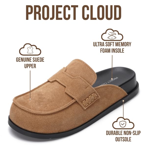 Project Cloud Women's | Genuine Suede Clogs | Memory Foam | Arch Support | Lightweight | Non-Slip - Foamy