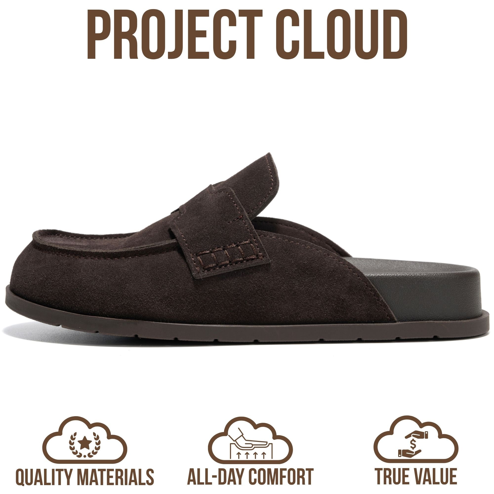 Project Cloud para mujer | Zuecos de ante auténtico | Plantilla suave y afelpada | Soporte para el arco | Ligeros | Antideslizantes - Foamy
