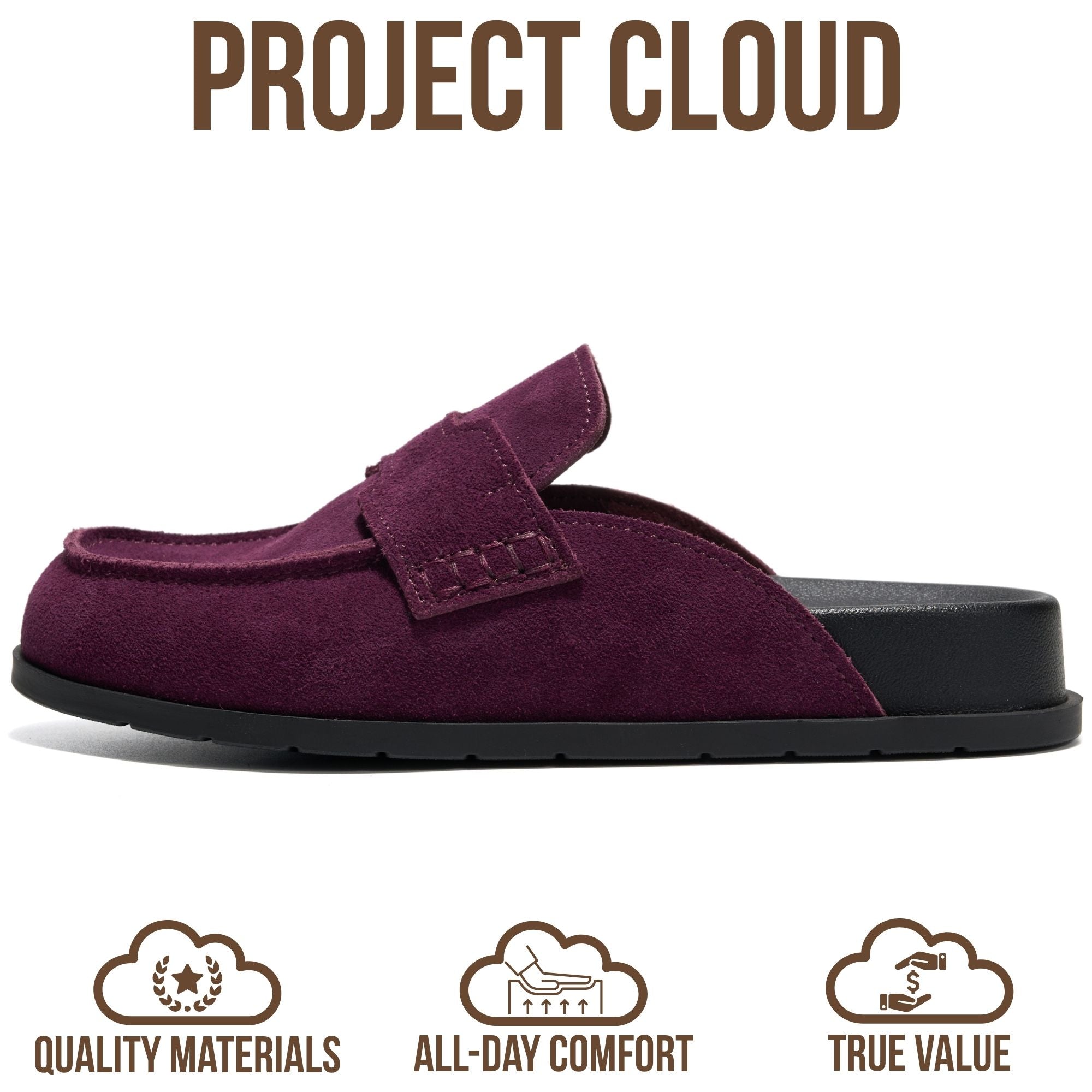 Project Cloud para mujer | Zuecos de ante auténtico | Plantilla suave y afelpada | Soporte para el arco | Ligeros | Antideslizantes - Foamy