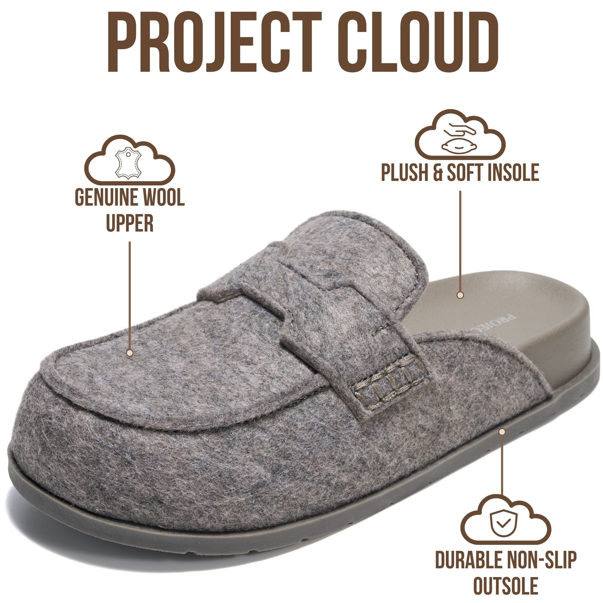 Project Cloud para mujer | Zuecos de ante auténtico | Plantilla suave y afelpada | Soporte para el arco | Ligeros | Antideslizantes - Foamy