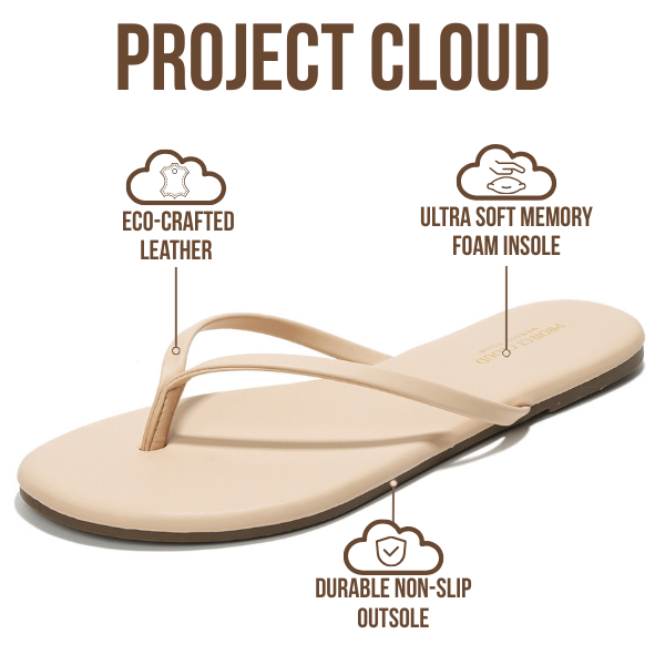 Project Cloud Women's | Vegan Leather Women Flip Flops | Memory Foam | Lightweight | Non-Slip - Foundations