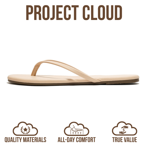 Project Cloud Women's | Vegan Leather Women Flip Flops | Memory Foam | Lightweight | Non-Slip - Foundations