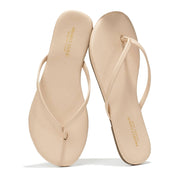 Project Cloud beige vegan leather flip-flops with memory foam. Comfortable women's flat sandals.