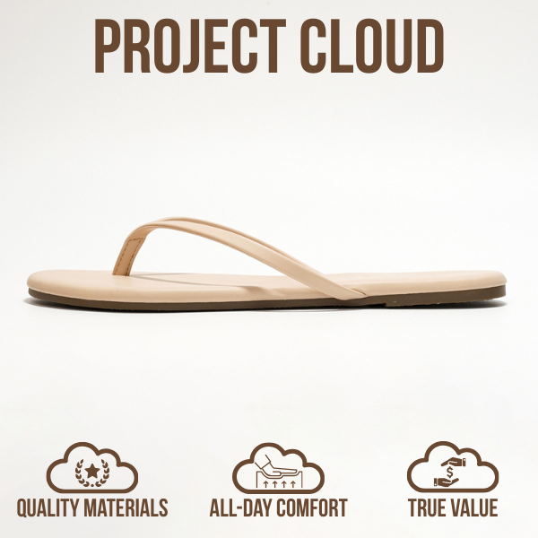 Project Cloud | "Foundations" Vegan Leather Women Flip Flops | Memory Foam | Lightweight | Non-Slip