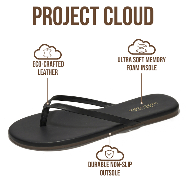 Project Cloud Women's | Vegan Leather Women Flip Flops | Memory Foam | Lightweight | Non-Slip - Foundations