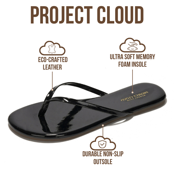 Project Cloud Women's | Vegan Leather Women Flip Flops | Memory Foam | Lightweight | Non-Slip - Foundations